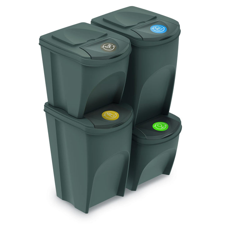 Sortibox 3x20L Gray Recycling Bin Set ISWB20S3 - Efficient Waste Sorting Solution