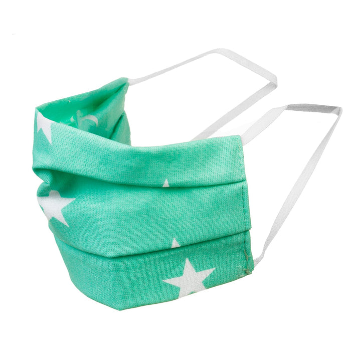 Reusable protective mask on a cotton elastic - aquamarine color with stars
