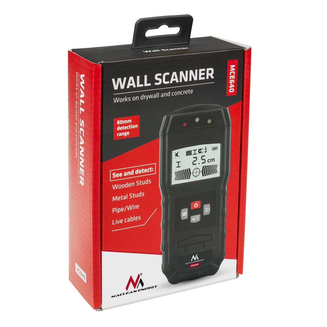 Maclean MCE640 Wall Scanner Locating Device 3 in 1 Cable Wood Metal Detector Wall Sensor LCD Display for Wood Live AC Wire Metal Studs Cable Joist Detection