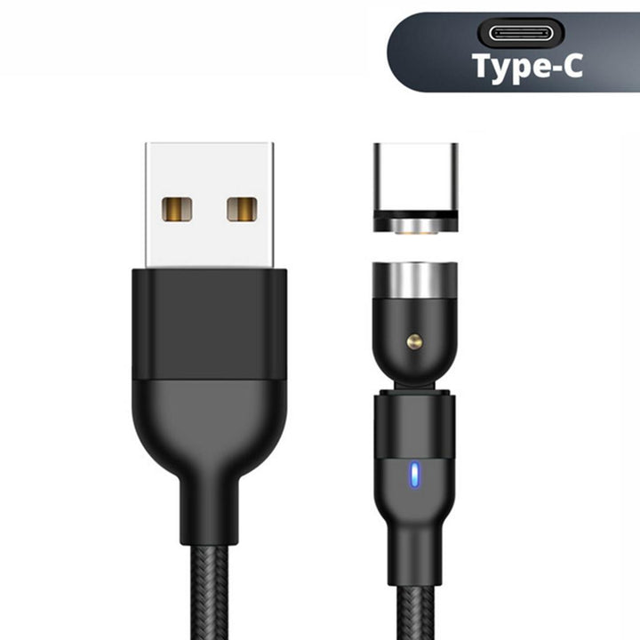 Maclean Energy MCE474 1m angled magnetic USB C cable in black, supports Fast Charging 9V/2A, 5V/3A, nylon braid,