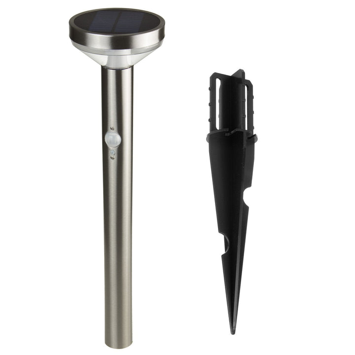 Solar LED lamp with Maclean sensor, matt chrome, IP44, 3 lighting modes, Li-ion 18650 battery 3.7V 1200 mAh, knock-in, MCE465 C / M