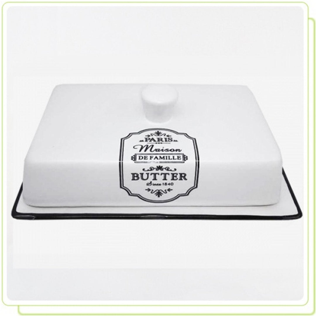 White ceramic butter dish - ergonomic shape MR20030-45