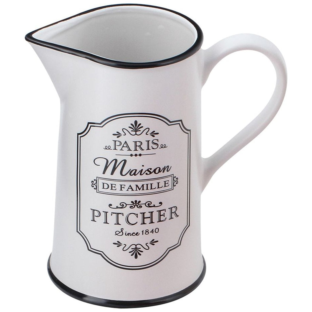Maestro Paris Maison ceramic water jug with handle milk tea jug 1 litre white/black
