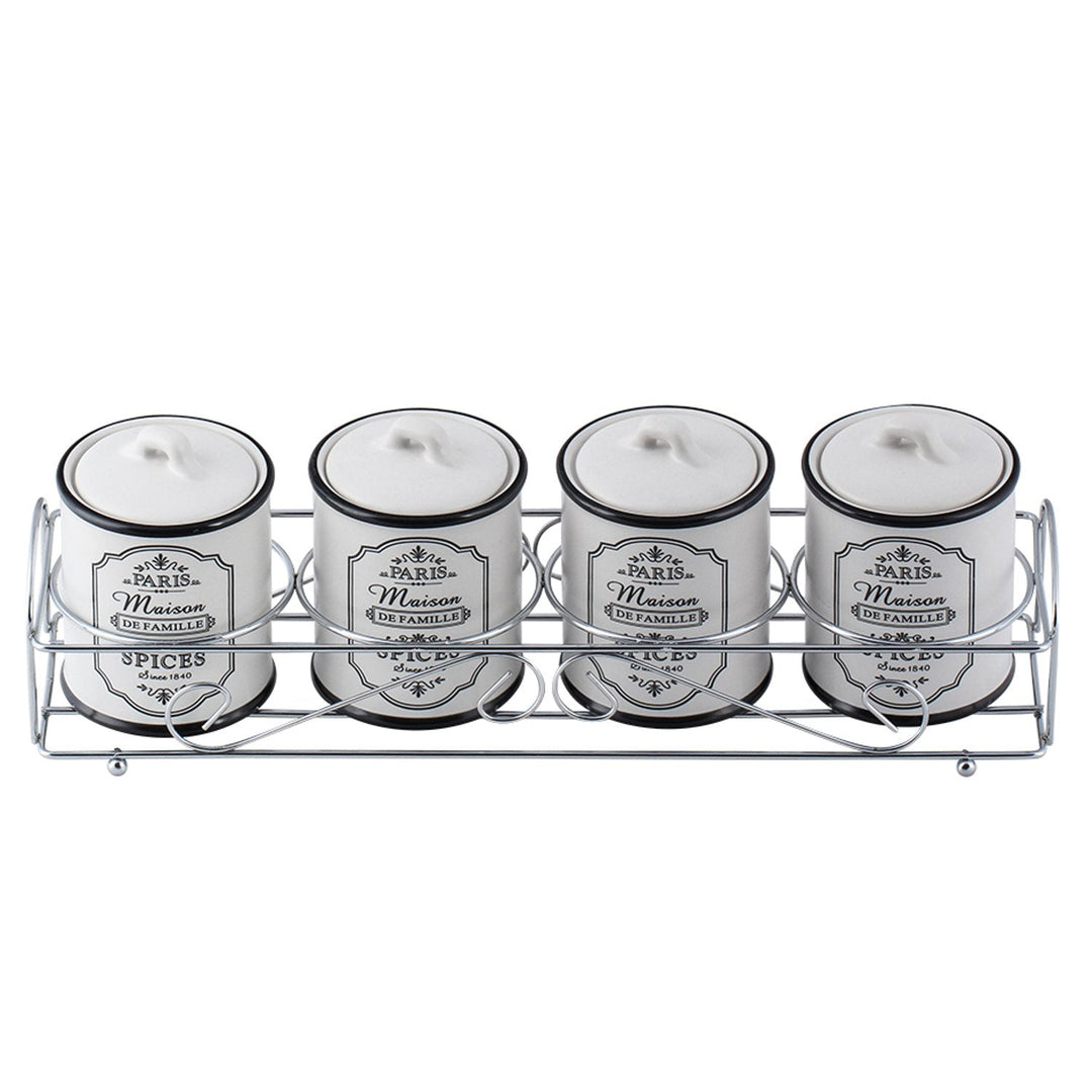 Maestro Paris Set 4 ceramic spice containers and stand
