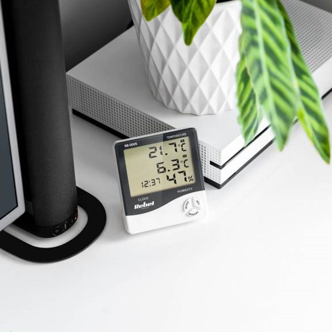 Rebel RB-0005 Home Weather Station With Humidity & Temperature Measurement Calendar & Alarm Function