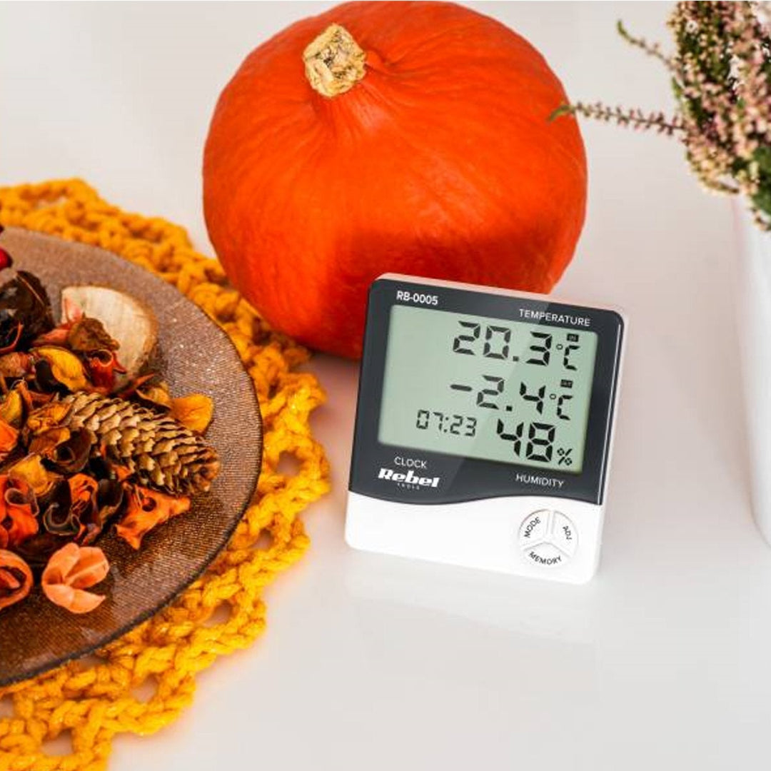 Rebel RB-0005 Home Weather Station With Humidity & Temperature Measurement Calendar & Alarm Function
