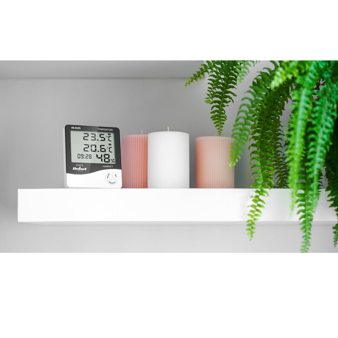Rebel RB-0005 Home Weather Station With Humidity & Temperature Measurement Calendar & Alarm Function
