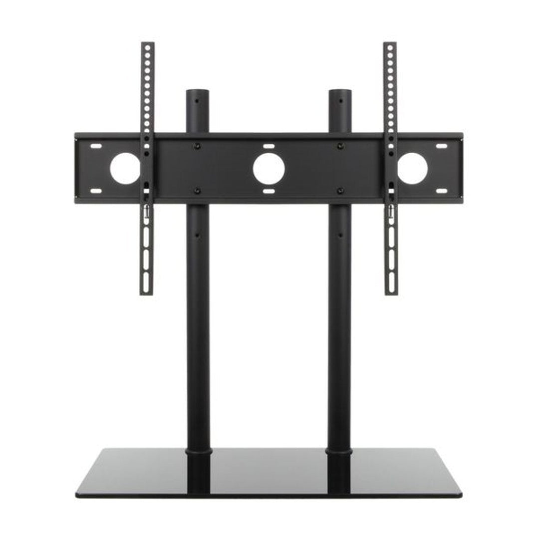 Table TV Stand Holder Bracket 32 - 65" Monitor Adjustable Height Glass Steel LCD LED OLED QLED
