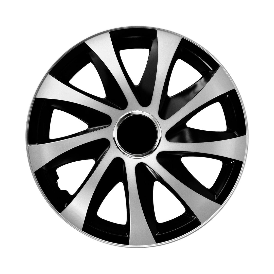 NRM Extra Drift Silver Black 13" Hub Caps, silver-black - 4 pcs