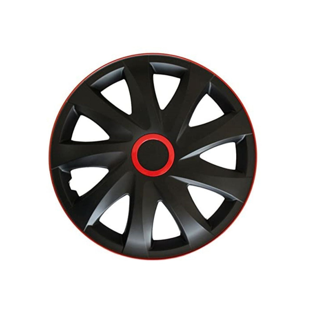 NRM 15" Wheel Covers Hubcaps Universal Easy Assembly Weather Resistant Black Red