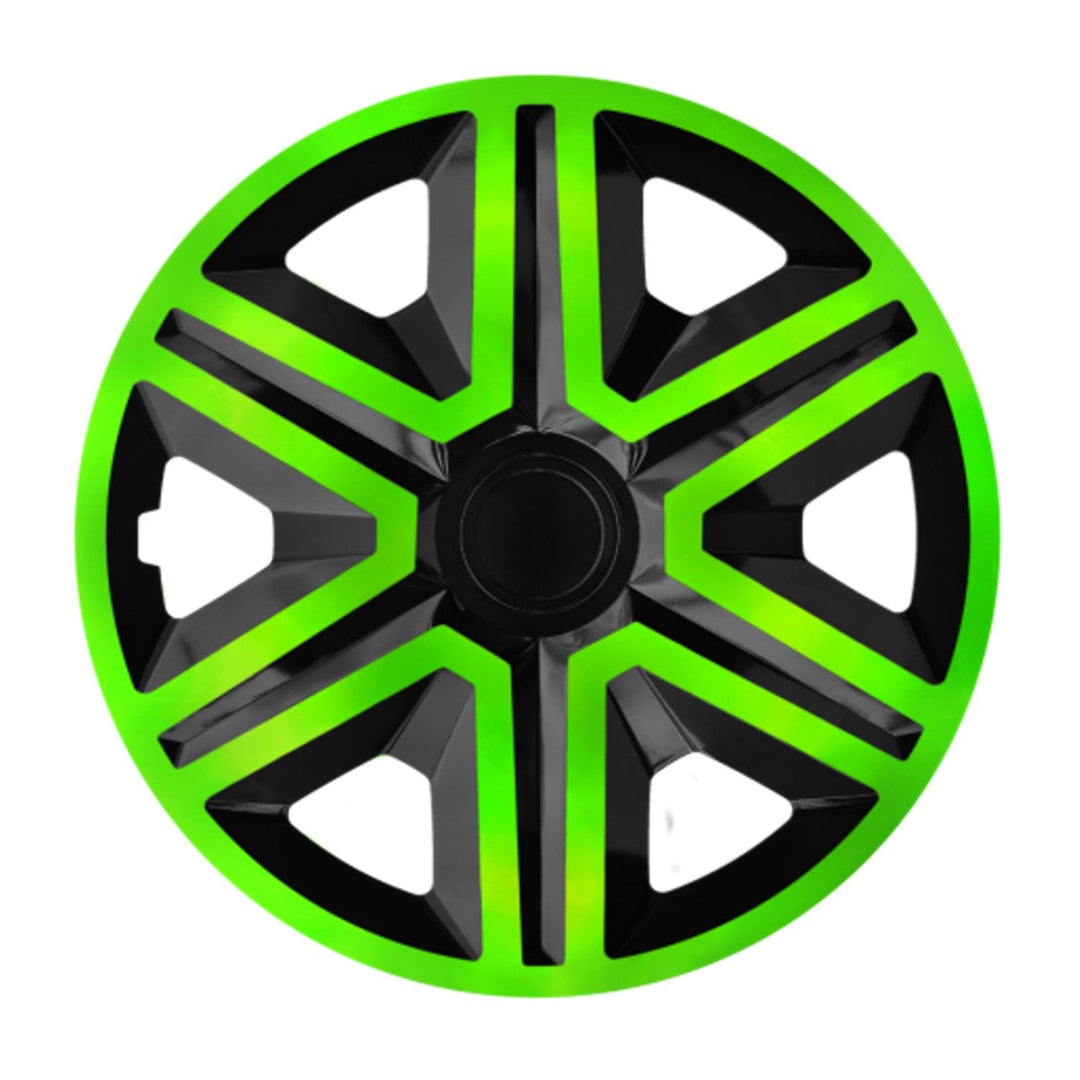 NRM 15" Wheel Covers Hubcaps Universal 4 PCS Weather Resistant ABS Black Green