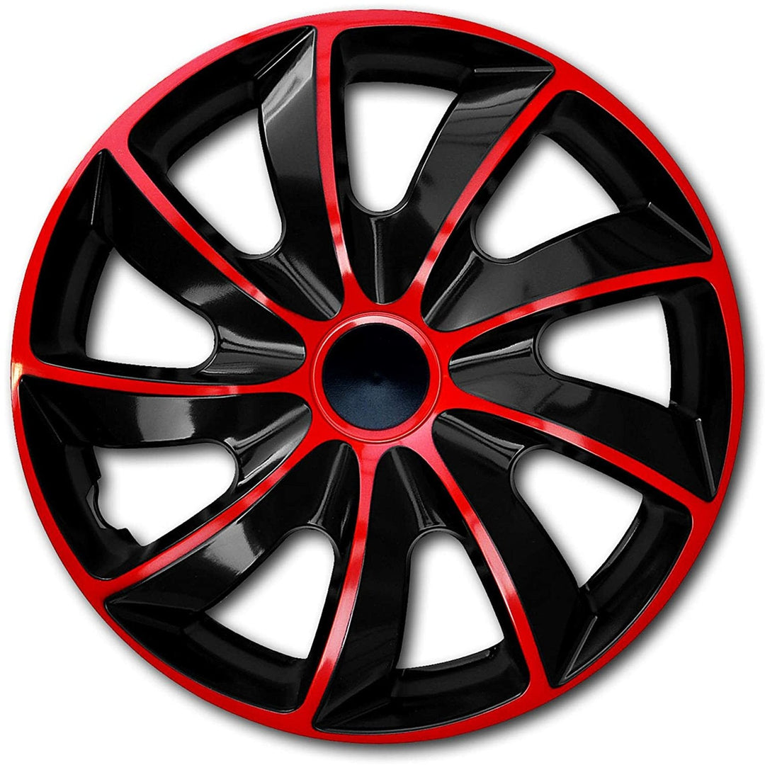 Set of hubcaps 15" QUAD red and black 4 pieces