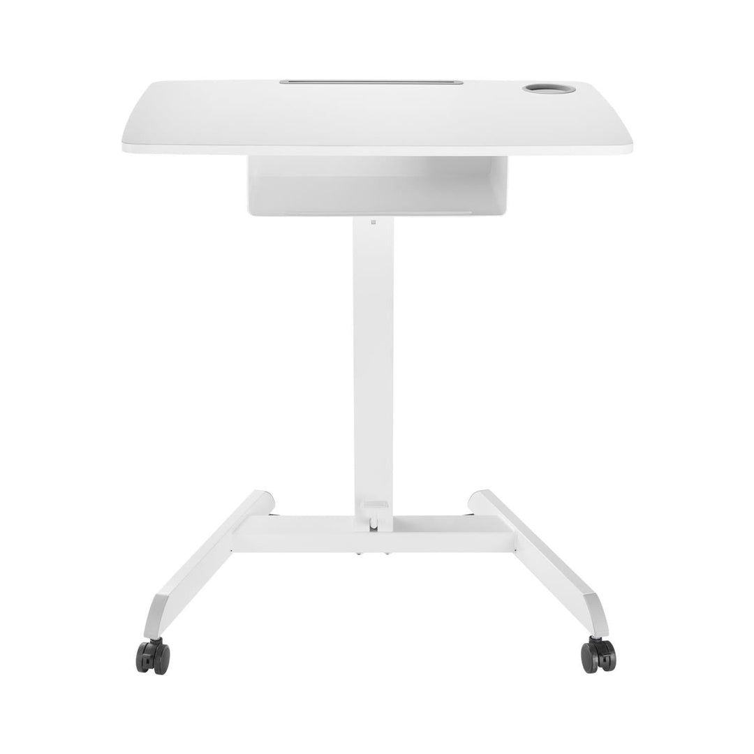 Maclean MC-903W Height Adjustable Workstation Desk with Casters Drawer Laptop Sit Stand Desk 113cm max. 8kg White