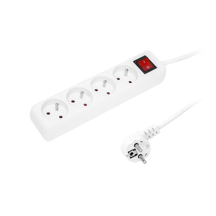 Extension cable with ground 4 sockets with switch 1,5m white PR-470wsp 3x1,5mm Blow