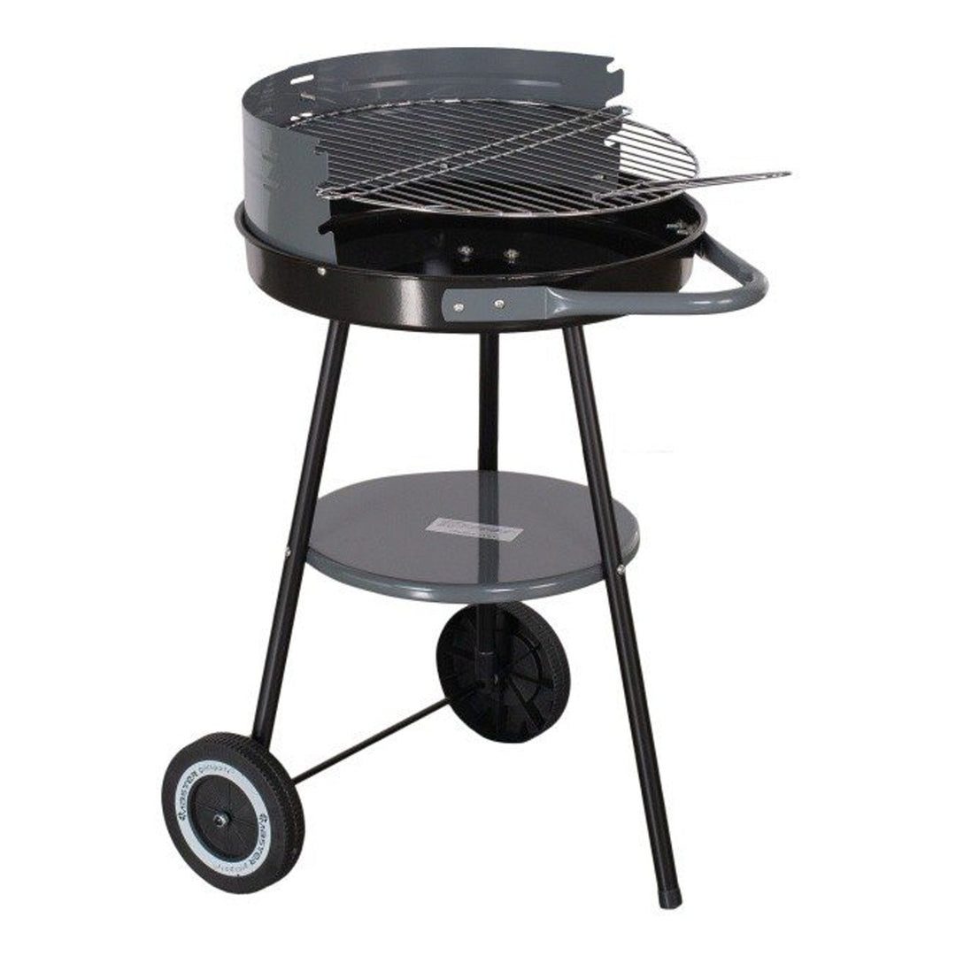 Master Grill MG912 Round Grill with Wheels Garden Charcoal Grill  with Lower Shelf  40cm diameter BBQ Grill
