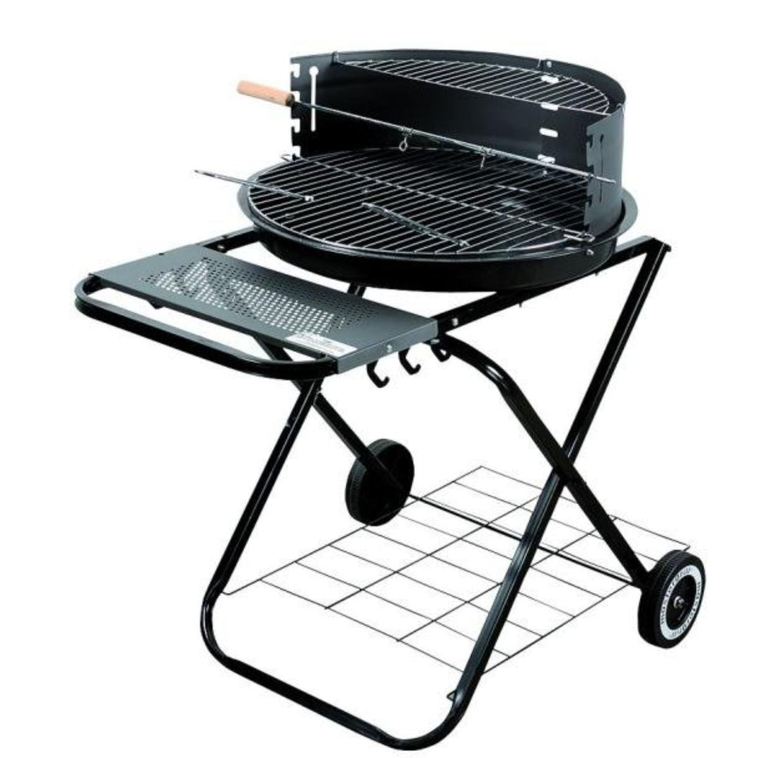 Master Grill&Party MG925 BBQ Grill Folding Round Charcoal Garden Barbecue Wheels Chrome Steel