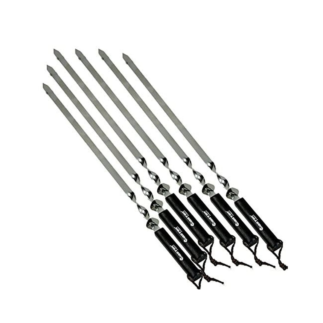 Master Grill MG133 Set of 6 Barbecue Grill Skewers, 60 cm, Stainless Steel and Wood
