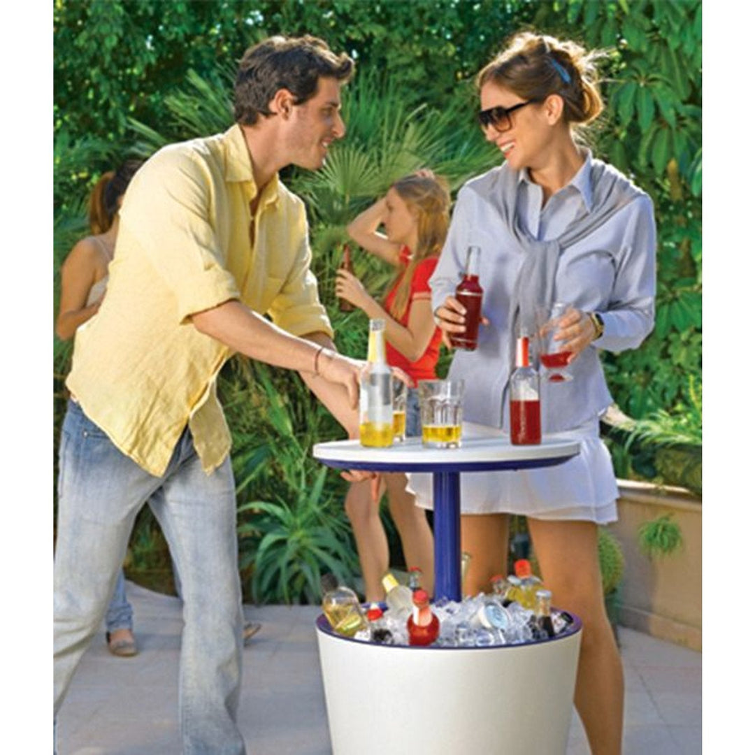 Keter 230900 Cool Bar 2in1 Drink Cooler and Side Table, Garden Portable Bar, Cream & Chocolate Colour