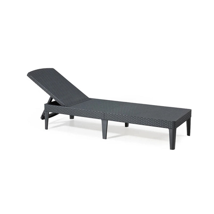 Keter Jaipur 235162 Reclining Sun Lounger Deck Chair  - Graphite - Rattan Styl