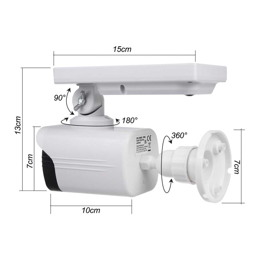 SOL1800S Solar Dummy CCTV Security Camera with LED Light Motion Sensor Red Diode