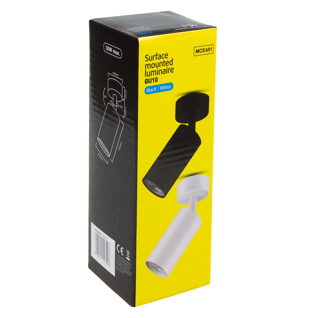 Maclean MCE451 B Ceiling and Wall Lamp Spot Moving Aluminium, 1xGU10, 55x100mm, matte black