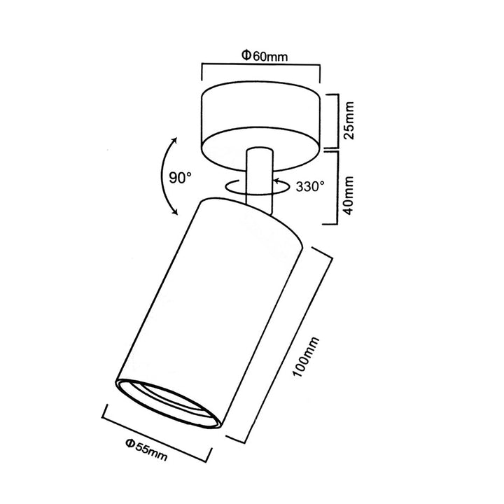 Maclean MCE451 B Ceiling and Wall Lamp Spot Moving Aluminium, 1xGU10, 55x100mm, matte black