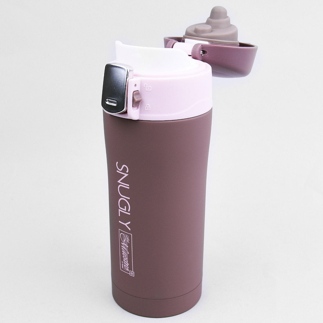 Snugly thermo mug coffee mug thermos flask insulated stainless steel for hot or cold drinks (300ml, brown)