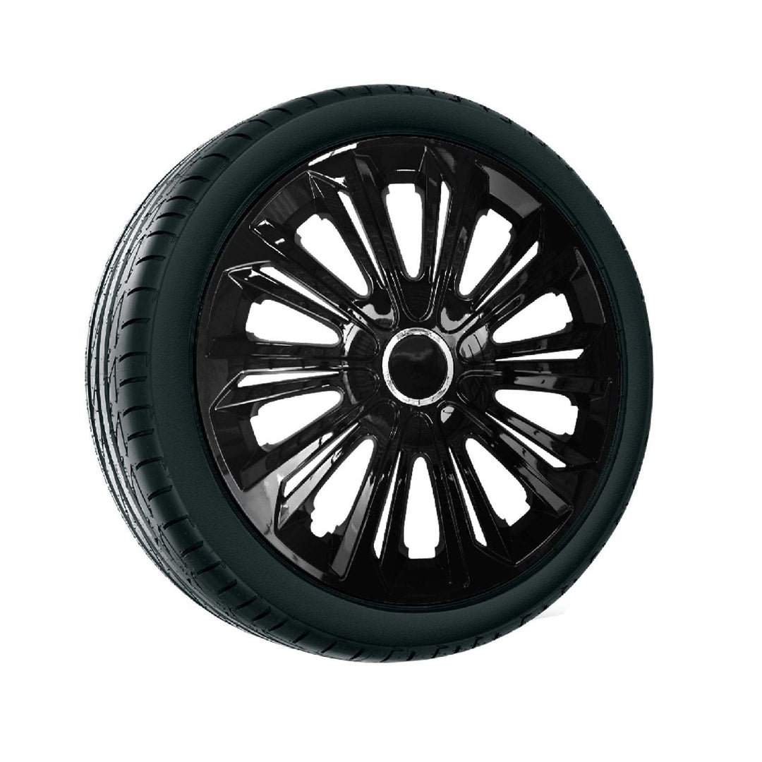 Universal hubcaps 15" Strong color black lacquered 4 pieces