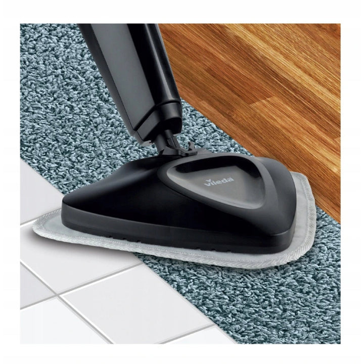 Vileda 168917 Steam Plus 3.0 Electric Steam Mop with 2x Microfibre Replacement Pads, Carpet Cleaning (EU plug)