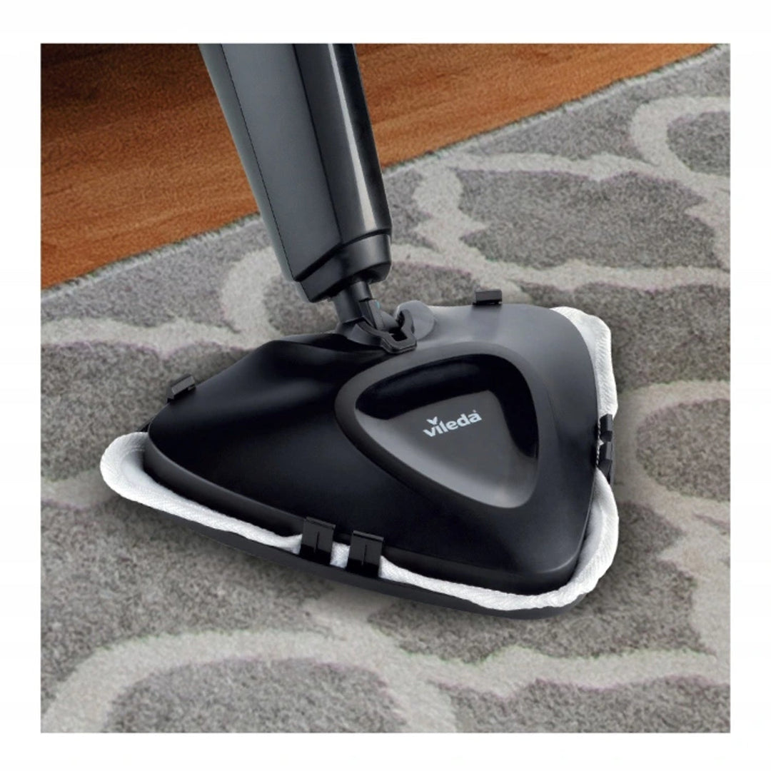 Vileda 168917 Steam Plus 3.0 Electric Steam Mop with 2x Microfibre Replacement Pads, Carpet Cleaning (EU plug)