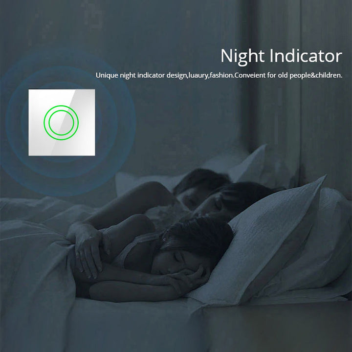 Smart WiFi Touch Light Switch Compatible with Tuya APP Wall Switch Glass Switch with Color Changing LED Backlight Recessed Switch 85x85mm (1-Fold Round, White)