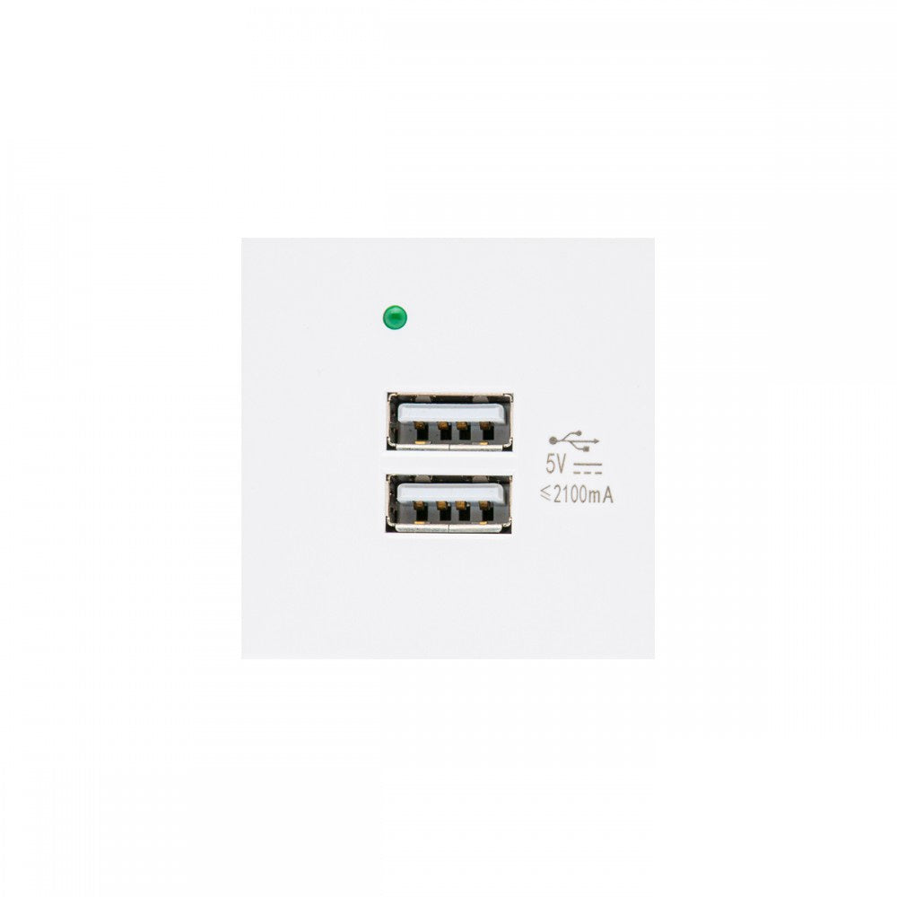 Maclean USBx2 USB socket with charger, dual, 2.1A fast charge, white, MCE728W