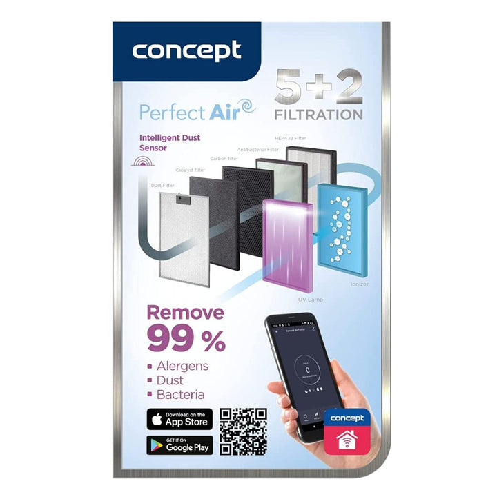 CONCEPT CA2000 Air Purifier Smart Perfect 3 Speeds Quiet Light Mobile App Remote Control Timer