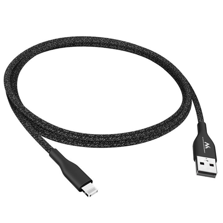 Maclean MCE845B MFi Cable Charging Data Transfer Fast Charge USB 2.4A Black 1m 5V 2.4A Nylon