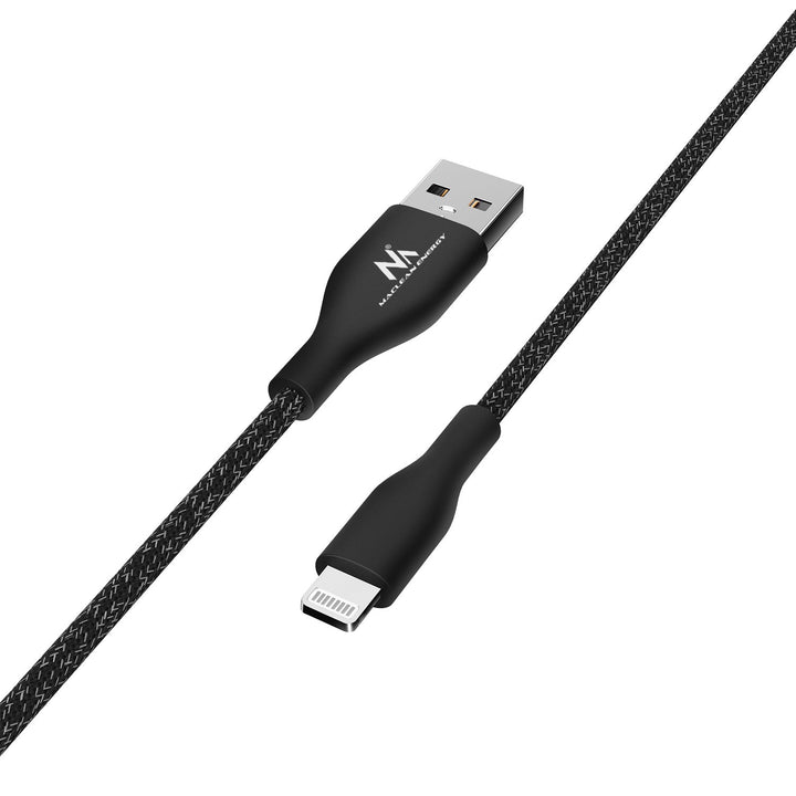 Maclean MCE845B MFi Cable Charging Data Transfer Fast Charge USB 2.4A Black 1m 5V 2.4A Nylon