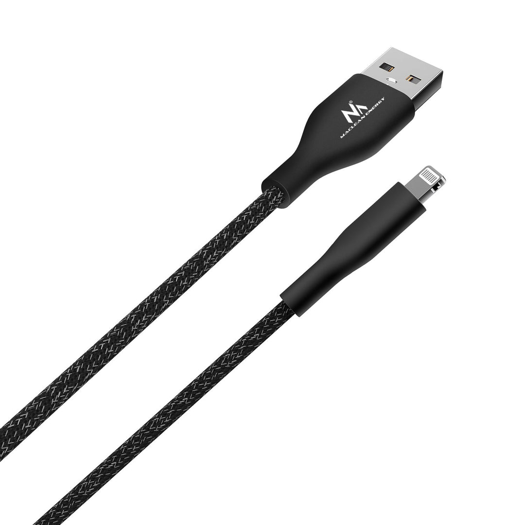 Maclean MCE845B MFi Cable Charging Data Transfer Fast Charge USB 2.4A Black 1m 5V 2.4A Nylon