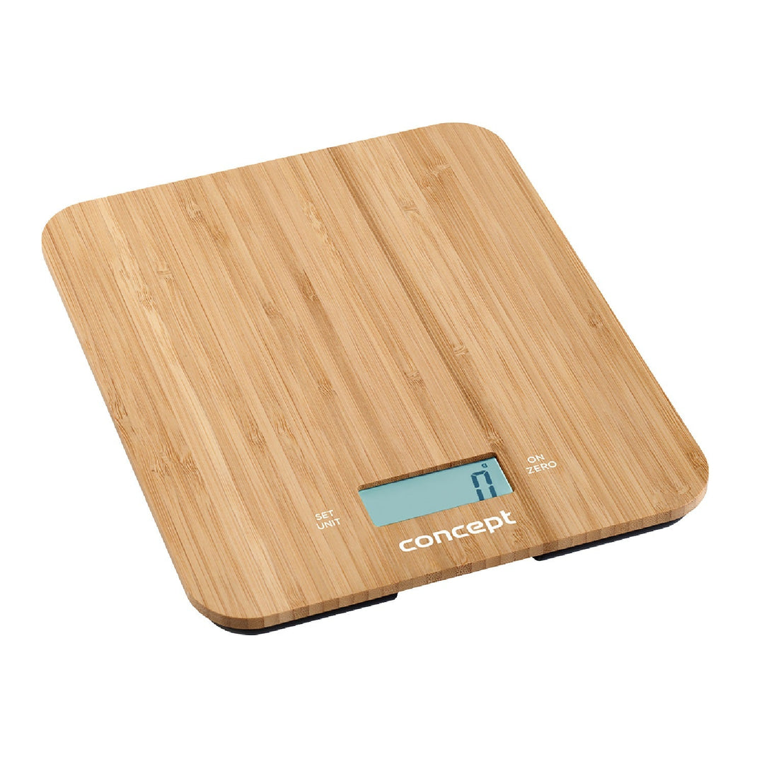 Concept VK5713 Digital Kitchen Scale - Bamboo - 15kg Clock Timer Bamboo Design max. 15kg with Hanging Hook