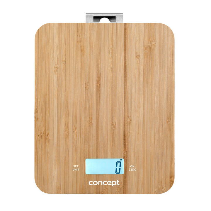 Concept VK5713 Digital Kitchen Scale - Bamboo - 15kg Clock Timer Bamboo Design max. 15kg with Hanging Hook