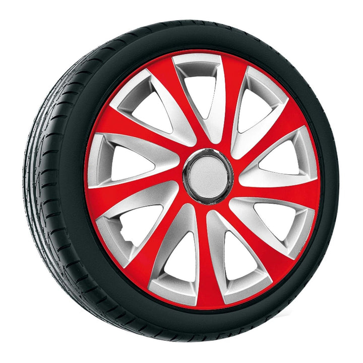 Hubcaps 14'' NRM EXTRA DRIFT RED SILVER red-silver 4 pieces