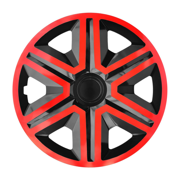 NRM Doublecolour Black-Red 16'' Hub Caps Set of 4 - Black & Red