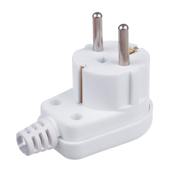 Maclean MCE330 Earthing Contact Plug Uni Schuko Angle Plug Unischuko Uni Schuko Plug 16A 250V Plastic White