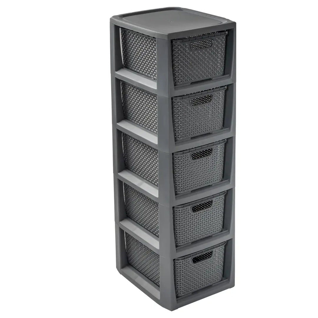 Bookcase dresser cabinet with 5 baskets BranQ in anthracite color