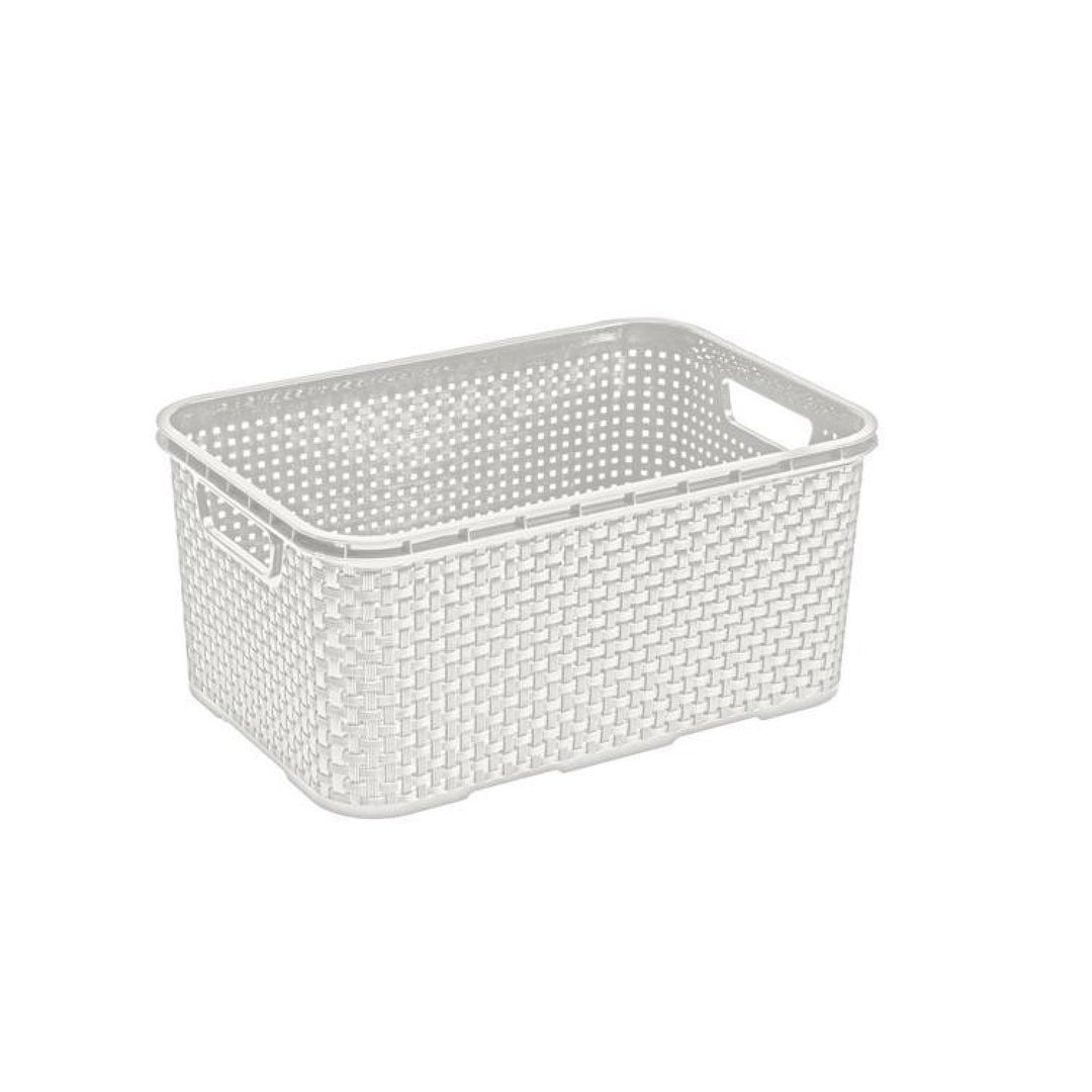 BranQ Rattan 7L storage basket antique white with handles