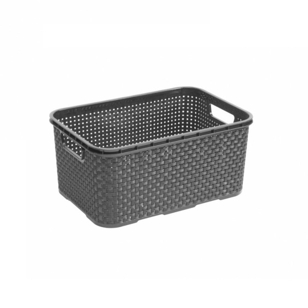 BranQ Rattan 7L anthracite storage basket with handles