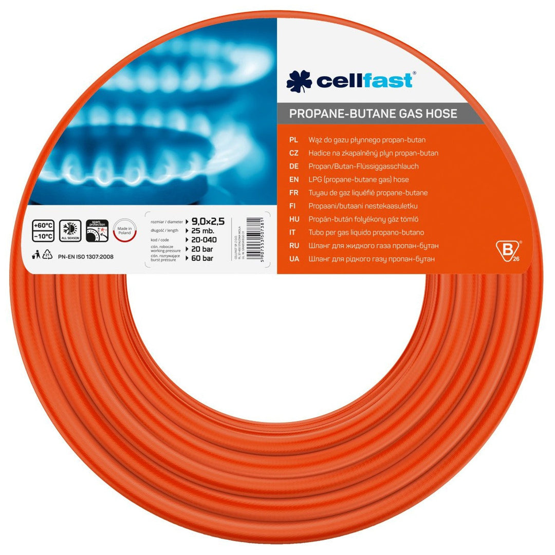 Propane-butane gas pressure hose 9mm x 2.5mm Cellfast 25m