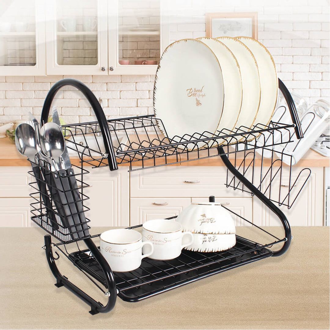 Dish drying rack Maestro MR-1025-53-BLACK two-level 53cm wide