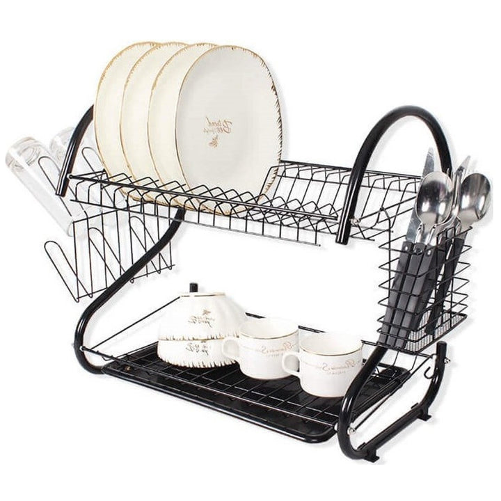 Dish drying rack Maestro MR-1025-53-BLACK two-level 53cm wide