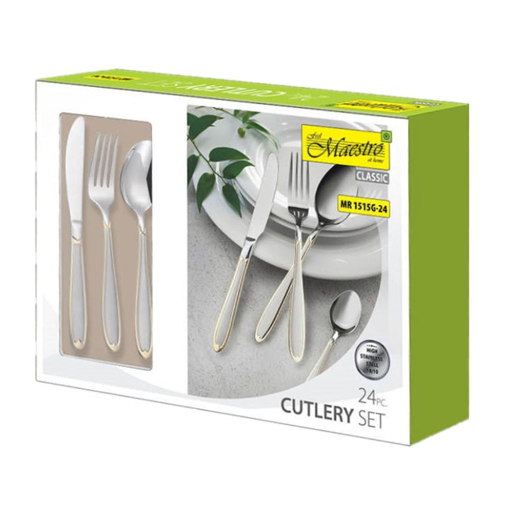 Cutlery Set 24 PCS for 6 People Stainless Steel Dining Knife Fork Spoon Wedding Gift
