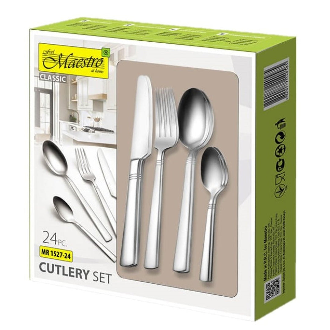 Cutlery Dining Set 24 Pieces Knife Fork Spoon for 6 People Wedding Gift Stainless Steel