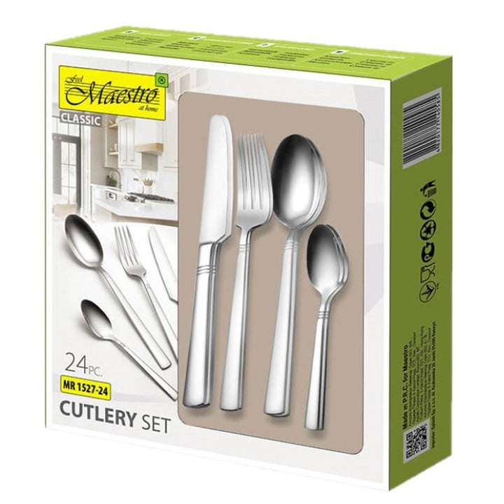 Cutlery Dining Set 24 Pieces Knife Fork Spoon for 6 People Wedding Gift Stainless Steel